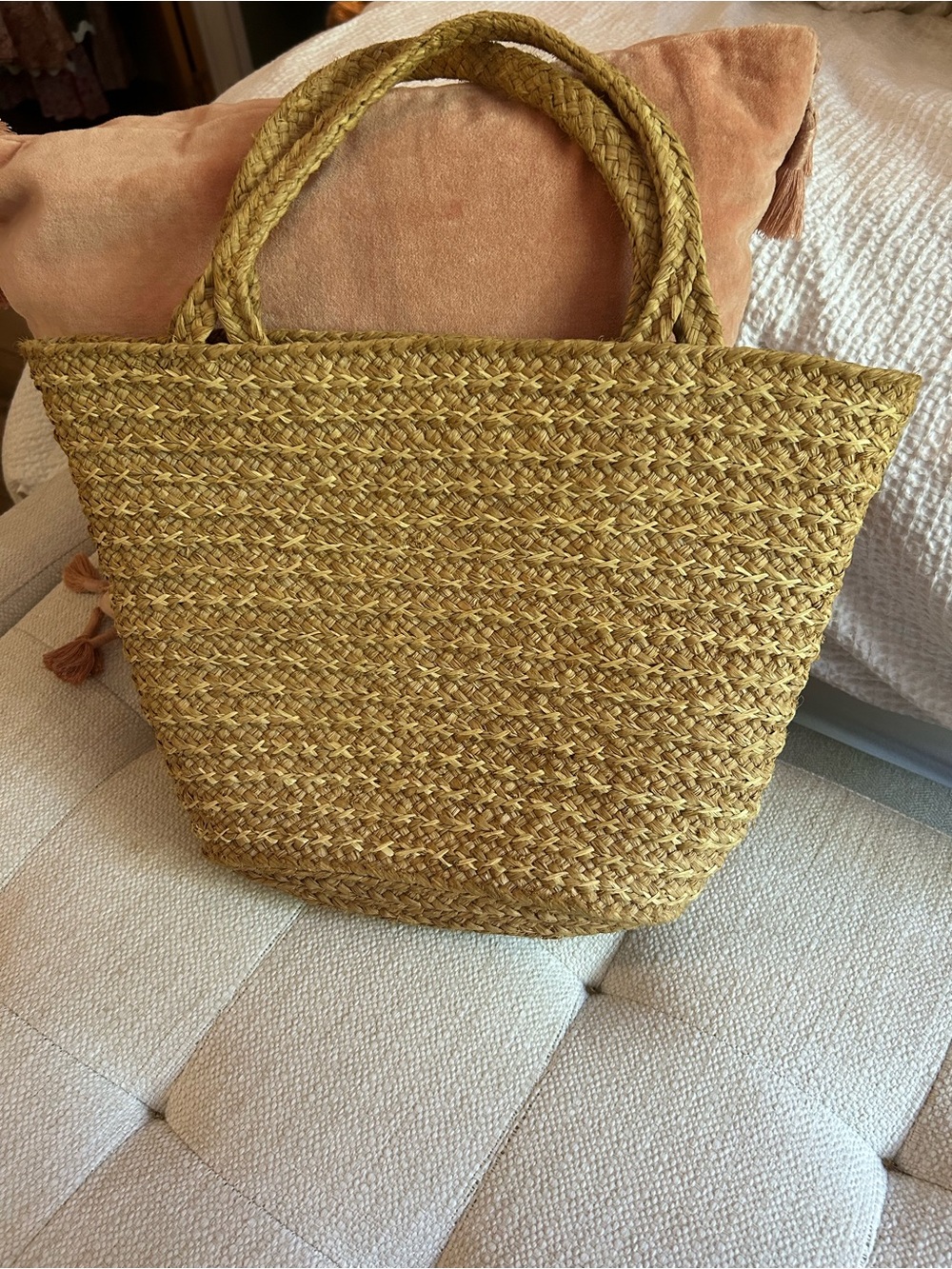 Annabel Ingall Golden Straw Woven Tote